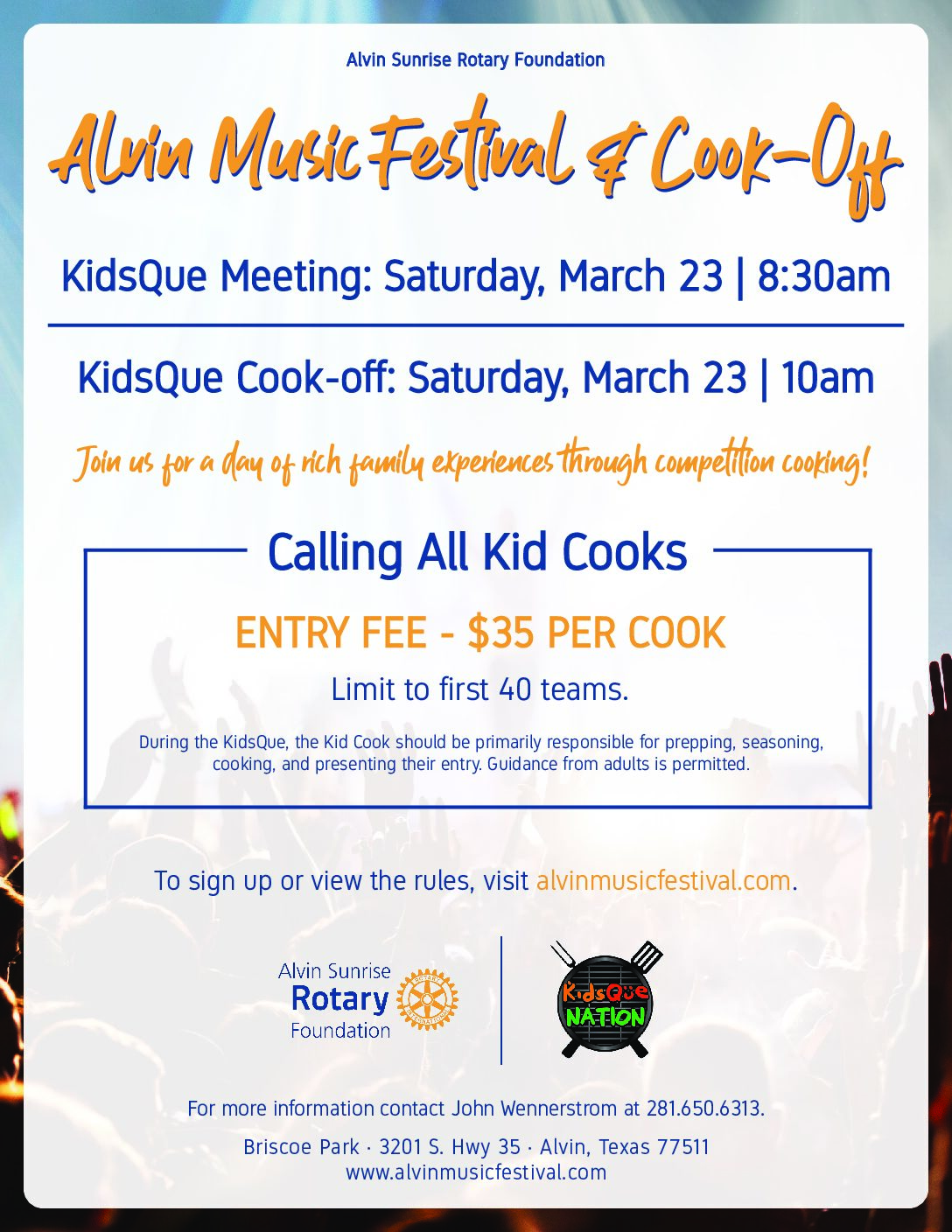 Kids Que Alvin Music Festival CookOff